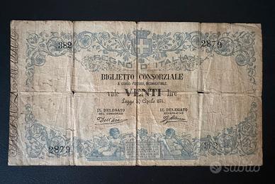 Banconota Biglietto Consorziale 1874 periziata