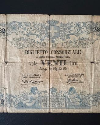 Banconota Biglietto Consorziale 1874 periziata