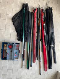 canne da pesca, retino e cassettina