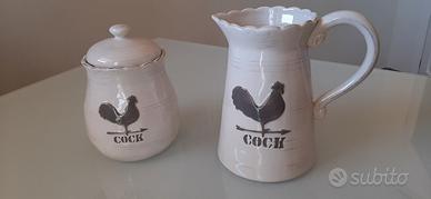 BROCCA E VASO IN CERAMICA SHABBY