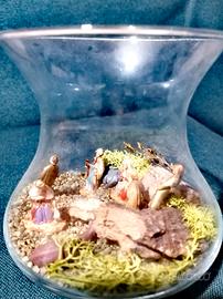 presepe realizzato in vaso di vetro