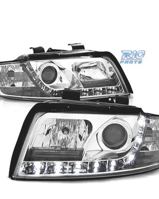 FARI PER AUDI A4 B6 00-04 LUCE LED DIURNA FONDO CR
