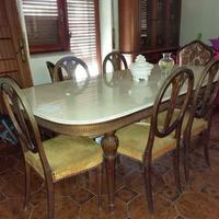 Tavolo antico in legno e marmo