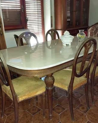 Tavolo antico in legno e marmo