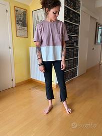 T shirt bicolore bianco e lilla Zara