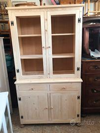 credenza vetrina in abete grezza 