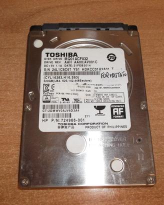 Hard Disk 2.5" SATA toshiba 320GB Usato