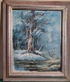 Paesaggio invernale ad olio.