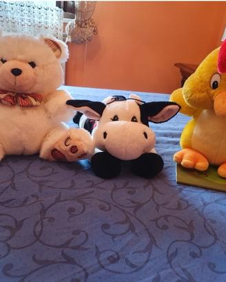 Pelouches Gallo, Orsetto e Mucca.