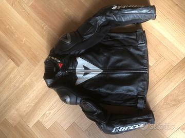 DAINESE GIACCA IN PELLE MOTO UOMO RACING 4 LEATHER JACKET NERO CON  PROTEZIONI