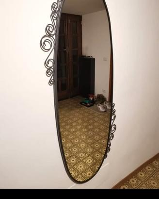 Specchiera blu in legno ed in ferro battuto