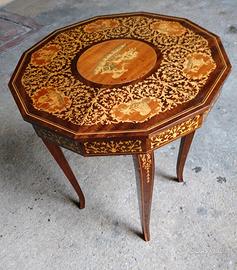 TAVOLINO MUSICALE INTARSIATO IN LEGNO 