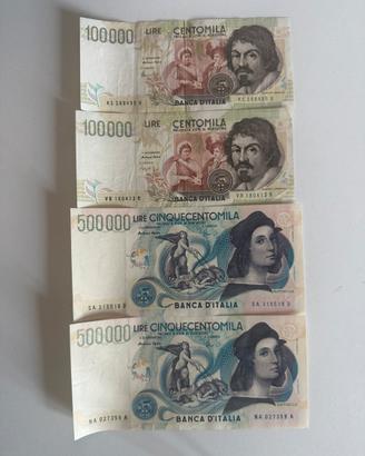 4 Banconote originali dal valore di 1.200.000 Lire