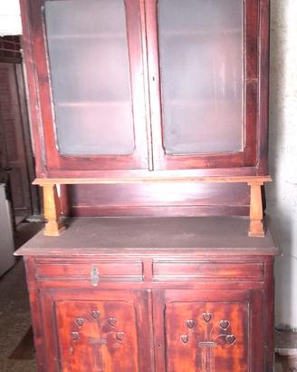 Credenza Piattaia Antica '800 in Legno Massiccio