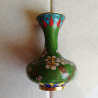 Vaso cloisonne cinese verde policromo XIX sec. Vin