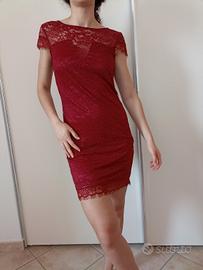 abitino, tubino rosso con merletto, tg. S