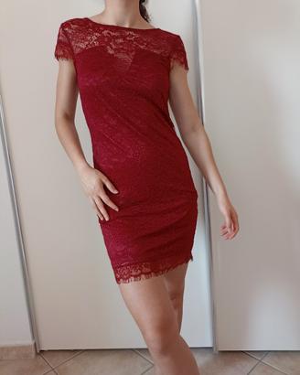 abitino, tubino rosso con merletto, tg. S