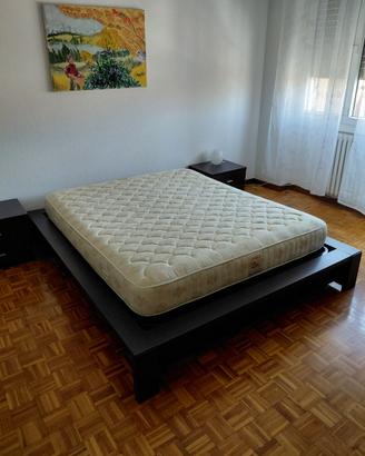letto contenitore matrimoniale wenge e materasso