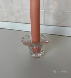 Portacandele Vintage a Fiore in Vetro Trasparente
