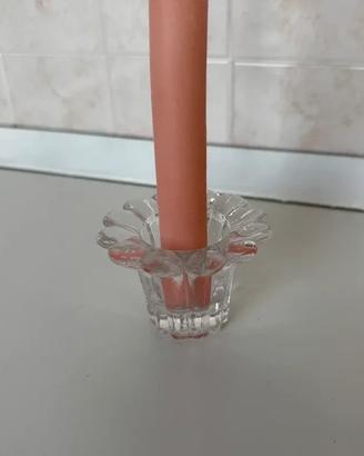 Portacandele Vintage a Fiore in Vetro Trasparente
