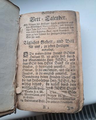 libro di preghiera 1700