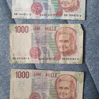 Tre banconote rare 1000 lire 1990