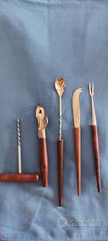 Set Bar Cocktail Vintage Anni 70 Legno Acciaio