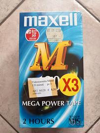 3 pezzi VHS Maxell M 120 Mega Power.