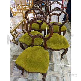 SEDIE PZ. 5 STILE OTTOCENTO SEDUTA VERDE
