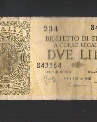Biglietto di Stato a corso legale: due lire (1944)