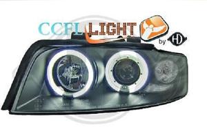 Fanali Fari ant. angel eyes CCFL neri AUDI A4 8E