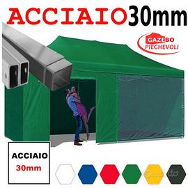Gazebo 3x6 verde pieghevole ACCIAIO laterali