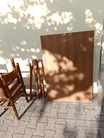 Tavolo + 4 sedie impagliate in legno