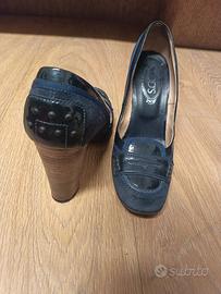 scarpe tod's decollte camoscio blu 39