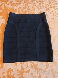 gonna donna  con elastico in vita, tessuto lurex 