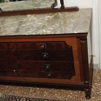 Comò Vintage in Radica e Marmo Pezzo unico con d