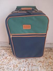 valigia trolley in tessuto e pelle