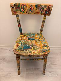 Sedie da osteria vintage con decoupage