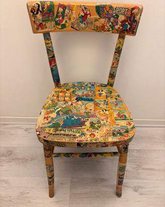 Sedie da osteria vintage con decoupage