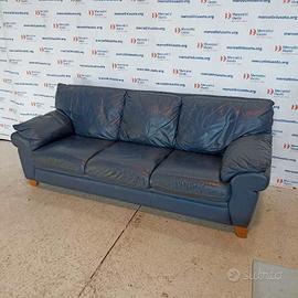 Divano 3 posti in pelle J.H. Hicolity blu