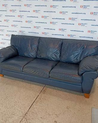 Divano 3 posti in pelle J.H. Hicolity blu