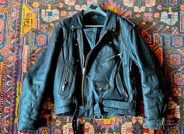 Chiodo in pelle nera, tg xl - motociclista