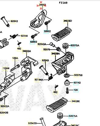 Supporto pedana ant Sx Kawasaki GTR 1000 340031259