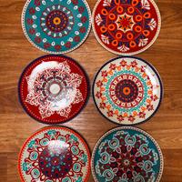 Set 6 piatti ceramica fantasia mandala Ø26,5