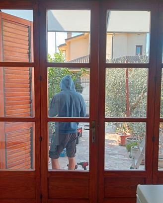 porte in legno 4 ante con doppio vetro 