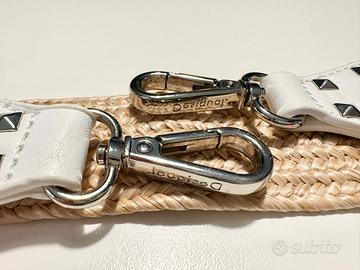 Tracolla Desigual bianca e beige con borchie