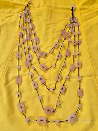 collana  in quarzo  rosa