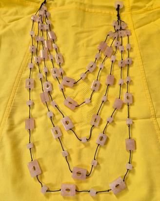 collana  in quarzo  rosa