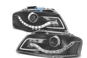 FARI AUDI A3 8P LUCE DIURNA A LED FONDO NERO