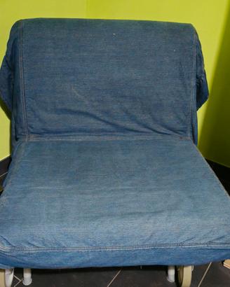 Poltrona letto IKEA PS con ruote fodera jeans
